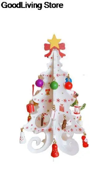 Handmade DIY Stereo Wooden Christmas Tree Xmas Tree Children's Layout Christmas Decorations Desktop Props Ornaments Gifts Toy