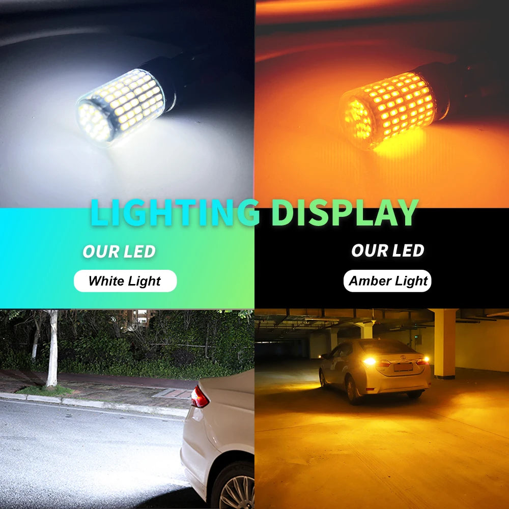 2Pcs T25 LED Canbus 3157 P27/7W 4157 3057 7443 W21/5W P21/5W T20 W21W PY21W P21W LED Bulb Car Rear Brake Lights Turn Signal Lamp